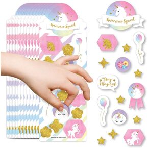 Big Dot of Happiness Rainbow Unicorn - Magical Unicorn Birthday Party Favor Kids Stickers - 16 Sheets - 256 Stickers