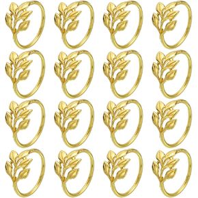 uxcell 50Pcs Leaf Napkin Rings, Table Napkin Holders Serviette Buckles for Decoration Adornment Wedding Party, Gold