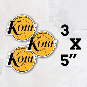 Koby Bryant Logo Lakers Black Basketball Los Angeles Vinyl Sticker Art Decal Set of 3 Pieces - 5'' Longer Side