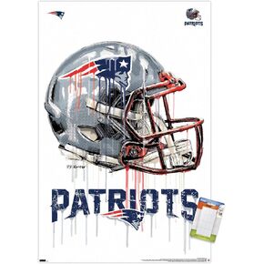 Trends International NFL New England Patriots - Drip Helmet 20 Wall Poster, 22.375" x 34", Poster & Mount Bundle