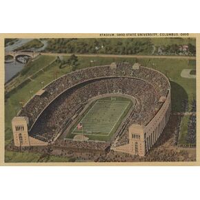 ART.COM Wall Art Print Columbus, Ohio - Ohio State University Stadium from Air by Lantern Press, 18" x 12"