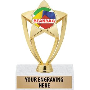 6" Gold Star Bean Bag Trophies - Bean Bag Competition Trophy Awards Prime
