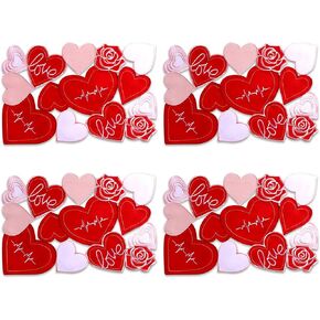 VIDELLY Love Heart Placemats Set of 4, Embroidered Place Mats Love Table Mats for Wedding Engagement Party Table Decorations