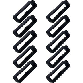 10-Pack Fastener Rings Compatible with Garmin Vivoactive 3/Forerunner 645 245/Venu/Vivomove/Fenix 6S/Fenix 5S Band Keeper, Silicone Replacement Watch Band Loop Holder Retainer, 20mm, Black
