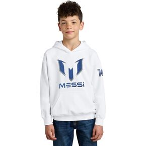 Messi #10 Youth Boys Size Perforated Print Logo Player Number Pullover Fleece Hoodie
