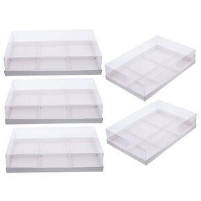 5pcs Boxes Dessert Box Divided Snack Box Cupcake Boxes Chocolate Boxes Packaging Cookie Packing Supplies Bakery Supplies Small Boxes Clear Bakery Boxes White Paper Grid