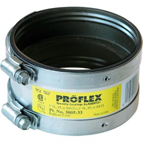 Fernco ProFlex P3005-33 3" Shielded Above Ground Pipe Coupling for Plastic, Steel or Extra-Heavy Cast Iron Plumbing Connections