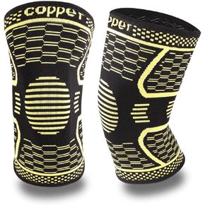 Copper Knee Braces for Men & Women (2 Pack) - Copper Knee Compression Sleeve for Knee Pain, Running, Arthritis Pain, Meniscus Tear, Joint Pain Relief, Working Out, Fitness