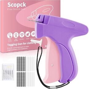 Stitch Gun for Clothes - Handheld Stitch Gun Quick Clothing Fixer - Mini Sewing Kit Micro Tagging Gun - Includes 6 Needle, 1000 Black Fasteners & 1000 White Fasteners (Purple)