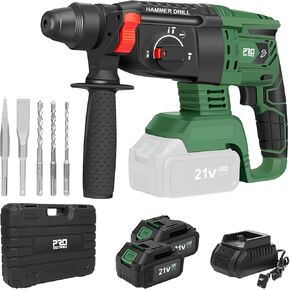 Prostormer 1-1/8" Cordless Hammer Drill with Safety Clutch, 5000 BPM,SDS-Plus 4-in-1 Rotary Hammer with 2pcs 3.0Ah Batteries and Charger for Concrete, Steel, Wood