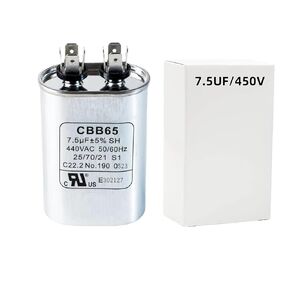 7.5uF 370/440VAC 50/60Hz CBB65 CBB65A Oval Run Start Capacitor 7.5 MFD 370V/440V Air Conditioner Capacitors for AC Unit Fan Motor Start or Pool Pump or Air Condenser Straight Cool