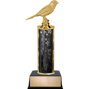 Customizable 9.25" Canary Bird Black Star Trophy Award, Engrave Now