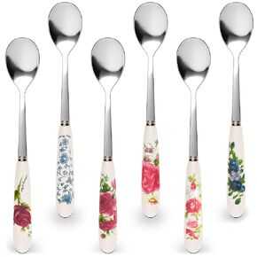 6 Pcs Coffee Spoons Stainless Steel - Tea Spoons for Tea Party Set Small Spoons for Tea Cups Cute Spoons Small Teaspoons Espresso Spoons for Hot Tea - Dessert Spoons Small Spoon Set Tea Party Spoons