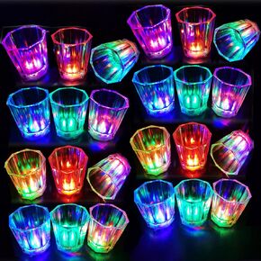 مجموعة من نظارات اللقطة الخفيفة مجموعة من 24 حفلة تفضل الكبار من الكؤوس لتصوير الحفلات LED Flash Up Up Shurning Glow Glow في نظارات Dark Shot لعيد ميلاد عيد الشكر مهرجانات مهرجانات وما إلى ذلك