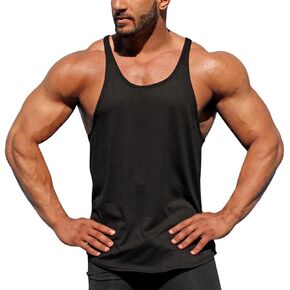 Men Stringer Tank Tops Y-Back Cotton Gym Athletic Workout Muscle Leeveless T-Shirt