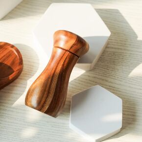 Pepper Mill, Pepper Grinder, Adjustable Ceramic Grinder for Both Pepper and Salt, Acacia Wood, Height 13 cm / 5 inch, Dia 6 cm(Tray is NOT Included)