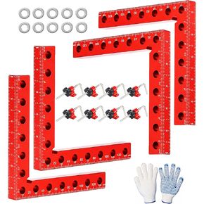 90 Corner Clamps for Woodworking, 90 Degree Clamp, 4 Pack Aluminum Right Angle Clamps, Smooth Edge, 5.5" x 5.5" L Shaped Precision Clamping Squares for Cabinets, Picture Frames, Drawers