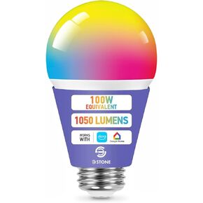 Smart Light Bulbs, 100W Equivalent WiFi Bulb, 1050 Lumens LED Color Changing A21 Smart Bul(Dimmable 2700K-6500K RGBCW) Tunable White Works with Alexa, Google Home RGB Bulb