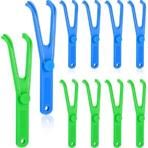 Chengu 10 Pieces Dental Floss Holder Reusable Flosser Reusable Floss Handle Holder Flossmate Handle for Oral Clearing (Blue, Green)