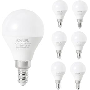 KINUR Small LED Ceiling Fan Light Bulbs Small Base, 6 watt A15 led Bulb E12 Warm White 2700K 60watt Equivalent 120V for Pendant, Hallway Fixtures Non-dimmable 6 Pack