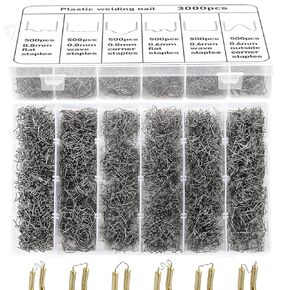 3000 PCS Plastic Welder Staples Hot Staples Welding Rods with Storage Box 6 Different Shapes Plastic Welding Staples for Repair All Car Bumpers Plastic Cracks Daily Plastics Supplies