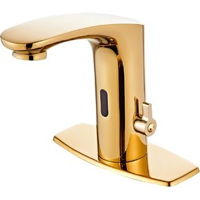Automatic Sensor Faucet Touchless Grifo CEC Watersense for Bathroom Hand Free Robinet with Temperature Adjustable Knob Ideal for School Home Hotel Brushed Gold