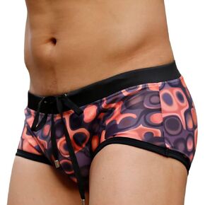 UXH Men's Brand Blue Pattern Triangle Swimming Trunks Surfing Swim Briefs Beach Short Pants Male Suit Swimwear