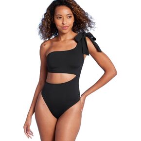 Shade & Shore Women's One Shoulder Bow Cut Out One Piece Swimsuit -