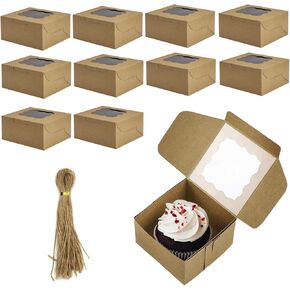 صناديق مخبز Dohia مع النافذة صناديق المعجنات بني بني صناديق الحلوى مربعات كب كيك فردية in Kuwait