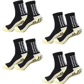 Grip Socks Men's Soccer Socks Anti Slip Non Skid Athletic Socks for Men Grip Socks for Soccer 4Pairs