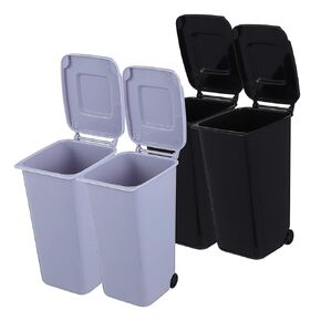 4Pcs Desktop Trash Cans with Lids and Wheels Creative Countertop Garbage Bins for Office Home and School Pencil Cup Holders for Easy Waste Disposal
