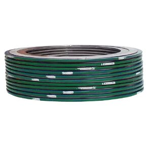 Sterling Seal 9000IR3316PTFE900X12 316L Stainless Steel Spiral Wound Gasket with 316SS Inner Ring and PTFE Filler for 3" Pipe, Pressure Class 900#, Green Band with White Stripe (Pack of 12)