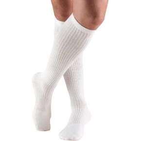 Truform Compression Socks, 15-20 mmHg Men's Cushion Foot, Knee High Over Calf Length, White, Large