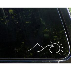 17.5x7cm Ocean Mountain Sun Wave Beach Surf Ski Vinyl Decal Sticker Cars Trucks Vans Window Walls Laptop Bumper White