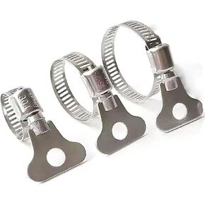 15 pcs Mixed Pack 304 Stainless Steel Hose Clamps, Adjustable Thumb Screw Key Type Clamps, (6-12mm, 13-19mm, 18-32mm,5 pcs each), Great for plumbing, automotive and mechanical applications