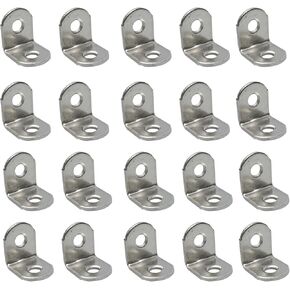 Stainless Stee L Bracket Corner Bracket Right Angle Bracket ,20 Pieces (0.78 x 0.78 inch，20 x 20 mm) with 40 Pieces Screws.