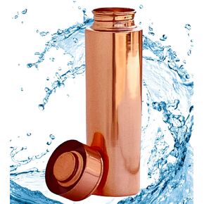 GUAAFA Copper Water Bottle -32oz Handmade Ayurvedic 100% Pure Copper Smooth Finish Vessel Copper Drinkware Gifts Him Her - Gym Office Yoga Travel (Plain 32oz)