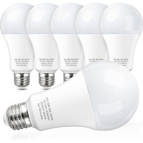 KINDEEP 23W LED Bulbs, A21 Super Bright Light Bulb, 150W-200W Incandescent Bulb Equivalent, E26 LED Light Bulbs, 2500 Lumens, Daylight White 5000K for Store, Garage, Warehouse, 6 Pack