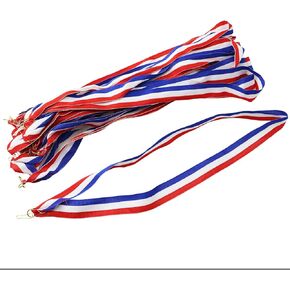 20PCS Striped Medal Lanyard with Snap Clip Turned Triangle Red White and Blue Multi Colour Medal Webbing Lanyard for Games Competitions Parties Relays Medal Neck Strap