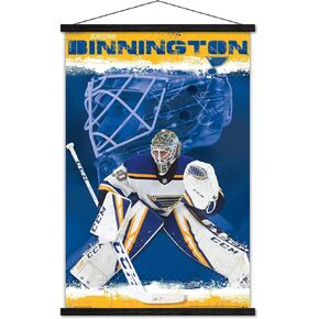 Trends International NHL St. Louis Blues - Jordan Binnington 19 Wall Poster, 22.375" x 34", Premium Print and Black Hanger Bundle