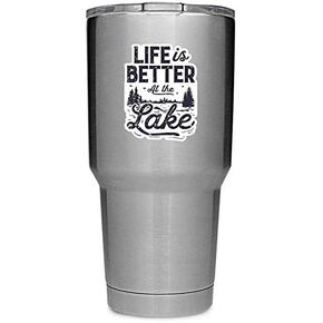 Life is Better at The Lake Trees (2 Pack) Vinyl Decal Sticker - Car Truck Van SUV Window Wall Cup Laptop - Two 3 Inch Decals - MKS1227