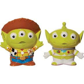 enesco Pixar Ceramics Toy Story Aliens Buzz و Woody Remix Salt and Pepper Shaker ، 3.5 بوصة ، متعددة الألوان in Kuwait