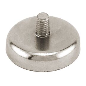 Master Magnetics NACM126X2 Retaining Magnet Threaded, Male, 1/4-20, Nickel Plated 75 Pounds Hold, Neodymium Magnet, 1.26" Diameter, 0.702" Overall Height (Pack of 2)