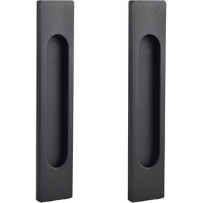 MOROBOR Self-Stick Rectangular Sliding Door Pulls, 2pcs Matte Black Aluminum Alloy Flush Pull Punch-Free Handle for Sliding Barn Door Windows Cabinets (Matte Black)