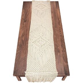 LIVALAYA Macrame Table Runner 72 Inches Long Cotton Boho Table Runners for Dining or Coffee Table Bohemian Runner for Rustic Wedding Table Decor Tassels Vintage Farmhouse Home Decoration for Kitchen