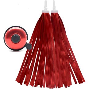 Red Bike Bell Red Bike Streamers Ribbon Bicycle Tassels for Bike Handlebar Decorations