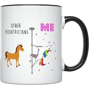 YouNique Designs Pediatrician Mug, 11 Ounces, Unicorn Mug, Pediatrician Gifts for Women, Best Pediatrician Cup (Black Handle)
