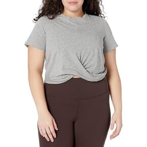 Amazon Essentials Women's Soft Cotton Knot Front Cropped Yoga T-Shirt (Available in Plus Size) (Previously Core 10)