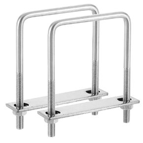 UXCELL 2SETS 304 من الفولاذ المقاوم للصدأ مربع مربع U-bolts ، 3.15 "(80 مم) العرض الداخلي 4.72" (120 مم) الطول M8 مع المكسرات ، حشية ، حشية لمقطورة السيارات ، قارب التزلج ، قارب الصيد ، خطوط الأنابيب