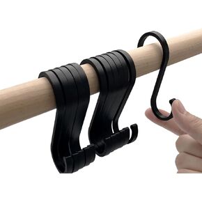 Black S Hooks, S Shaped Hooks for Hanging Heavy Duty, Large Metal Aluminum Coated Pot Rack Hooks, Jean Pant Hooks for Closet, Pots and Pan, Plants, Coffee Cups, Coats, Bags, Towels,12 Pack Matte Black